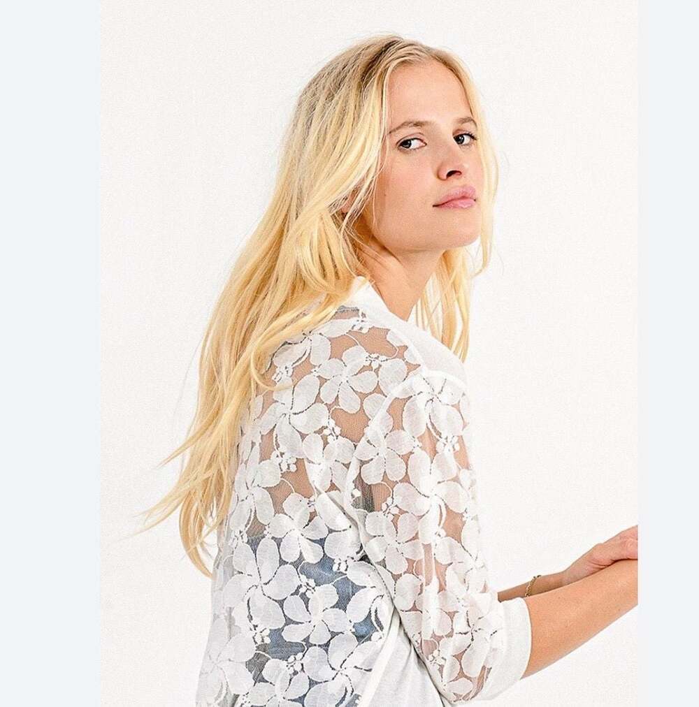 Molly Bracken White Lace Back Open Front Cardigan